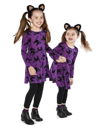 Robe de tous les jours avec chat d&#39;Halloween pour bébés et petites filles