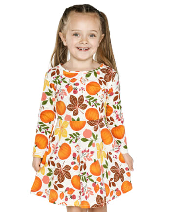 Baby And Toddler Girls Pumpkin Everyday Dress