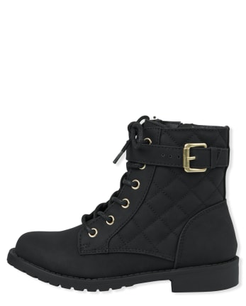 Girls Quilted Lace Up Booties