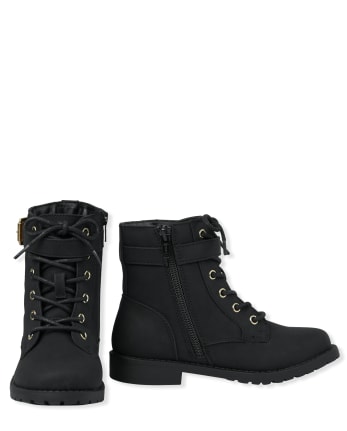 Girls Quilted Lace Up Booties