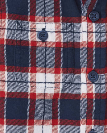 Chemise boutonnée en flanelle à carreaux assortie pour bébés et tout-petits garçons