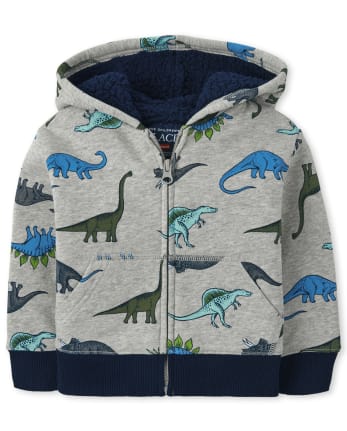 Baby And Toddler Boys Dino Sherpa Zip Up Hoodie