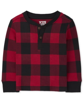 Baby And Toddler Boys Buffalo Plaid Thermal Henley Top