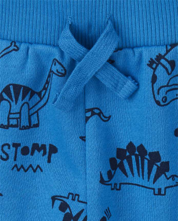 Paquete de 2 pantalones jogger de forro polar Dino para niños pequeños
