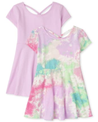 Baby And Toddler Girls Tie Dye Cut Out Everyday Dress 2-Pack