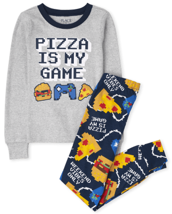 Boys Pizza Gamer Snug Fit Cotton Pajamas
