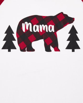 Womens Matching Family Christmas Long Raglan Sleeve Bear Buffalo