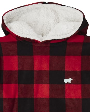 Unisex Adult Matching Family Bear Buffalo Plaid Fleece Pajamas