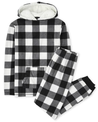 Pijama de forro polar a cuadros de búfalo familiar a juego para adultos unisex