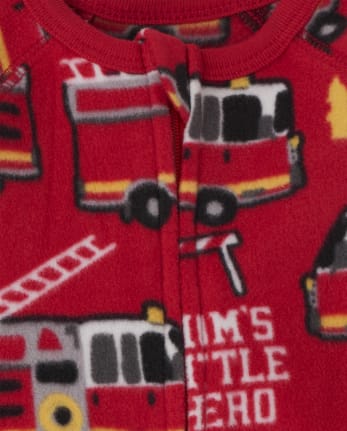 Baby And Toddler Boys Fire Truck Fleece One Piece Pajamas 2-Pack