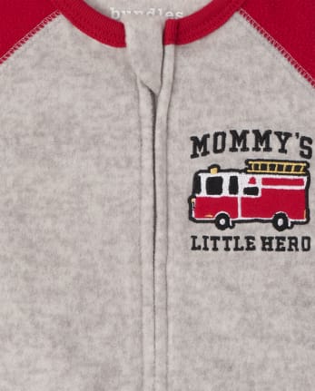 Baby And Toddler Boys Fire Truck Fleece One Piece Pajamas 2-Pack