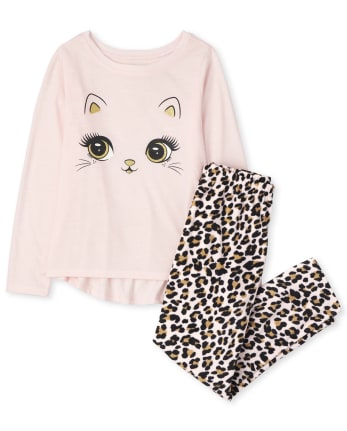 Girls Cat Leopard Pajamas