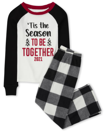 Unisex Kids Matching Family Tis The Season Snug Fit Cotton And Fleece Pajamas