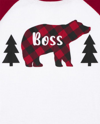 Kids Matching Family Bear Buffalo Plaid Snug Fit Cotton And Fleece Pajamas