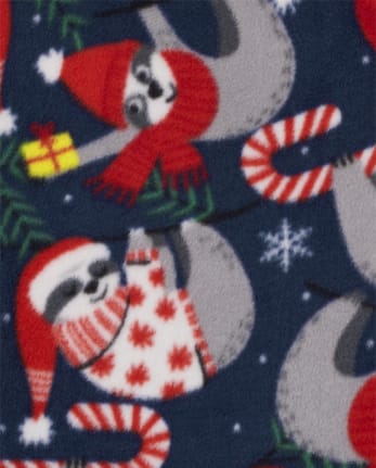 Sloth Christmas Pajama Pants Fuzzy Navy Blue Women's Size Medium Holiday