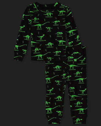 Baby And Toddler Boys Glow Dino Snug Fit Cotton Pajamas