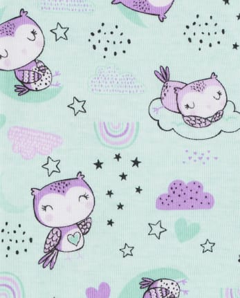 Pijamas de algodón ajustados con diseño de búho para bebés y niñas pequeñas