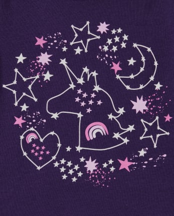 Pyjama en coton ajusté à motif licorne scintillante pour bébés et petites filles