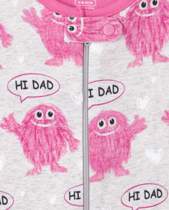 Pijamas de una pieza de algodón de ajuste ceñido Yeti para bebés y niñas pequeñas