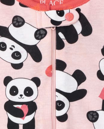pintar Hacer la cama pivote Pijama de una pieza de algodón con ajuste ceñido de panda de manga larga para  bebés y niñas pequeñas | The Children's Place - PINK CARNATION