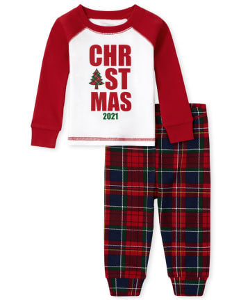 The Childrens Place Boys Unisex Baby and Toddler Matching Family Christmas Tartan Snug Fit Cotton Pajamas 