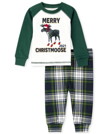 Unisex Baby And Toddler Matching Family Christmoose Snug Fit Cotton Pajamas