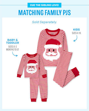 Pyjama en coton rayé unisexe pour bébé et tout-petit Père Noël