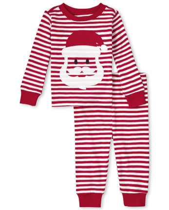 Unisex Baby And Toddler Santa Striped Snug Fit Cotton Pajamas