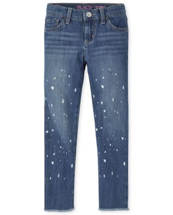 Girls Paint Splatter Girlfriend Jeans