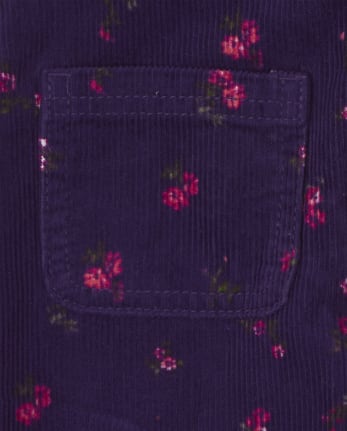 Girls Floral Button Corduroy Skirt