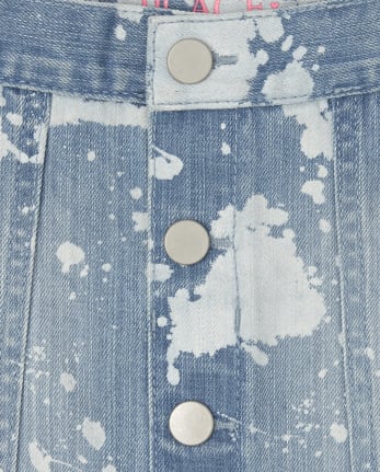 Jupe en jean boutonnée tie-dye pour fille