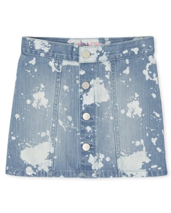 Jupe en jean boutonnée tie-dye pour fille