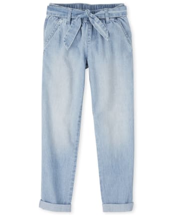 Pale blue denim joggers for girls 2 to 7 years – Mode Jeunesse et Cie