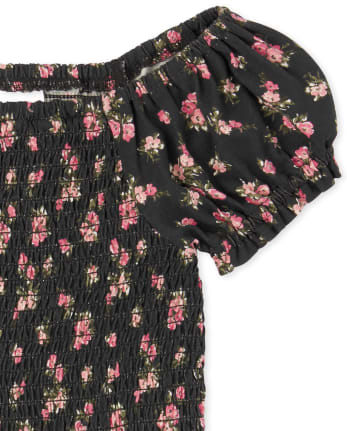 Combinaison smockée à fleurs pour fille