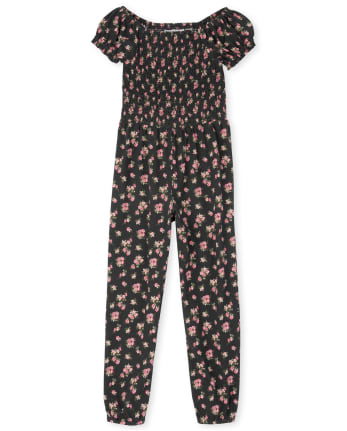 Combinaison smockée à fleurs pour fille