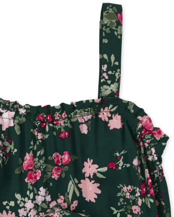 Girls Floral Ruffle Jumpsuit