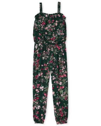 Girls Floral Ruffle Jumpsuit