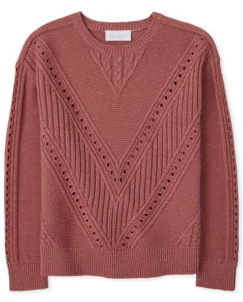 Girls Chevron Stitched Sweater