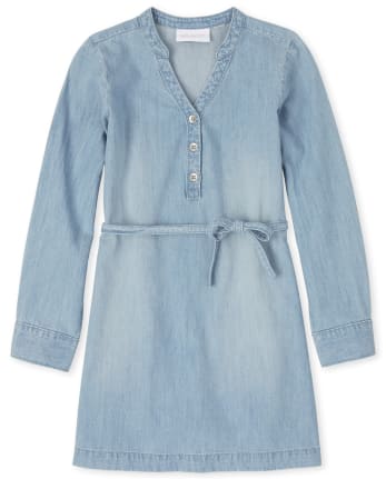 Girls Chambray Shirt Dress