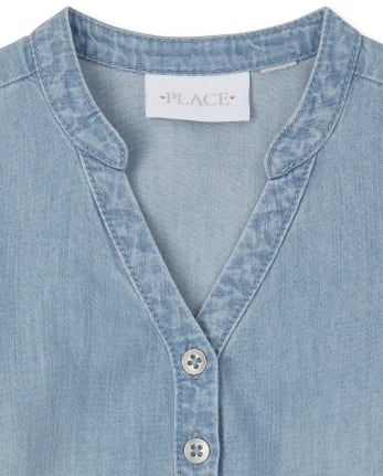 Girls Chambray Shirt Dress