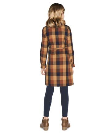 Robe chemise à carreaux assortie pour fille