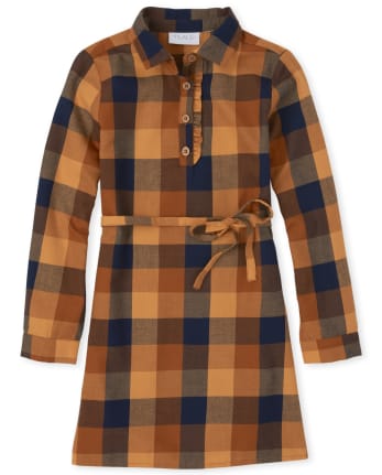 Robe chemise à carreaux assortie pour fille