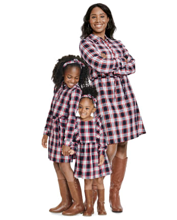 Womens Matching Family Plaid Shirt Dress