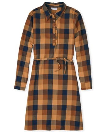 Womens Matching Family Plaid Shirt Dress