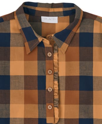 Womens Matching Family Plaid Shirt Dress