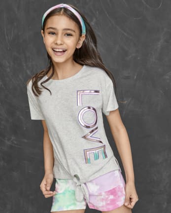 Girls Tie Front High Low Top