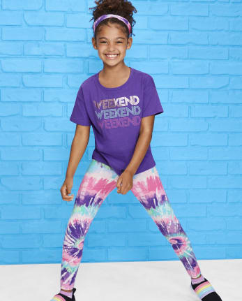 Girls Tie Dye Hi-Rise Leggings