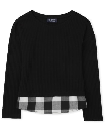 Pull léger 2 en 1 Buffalo Plaid pour fille