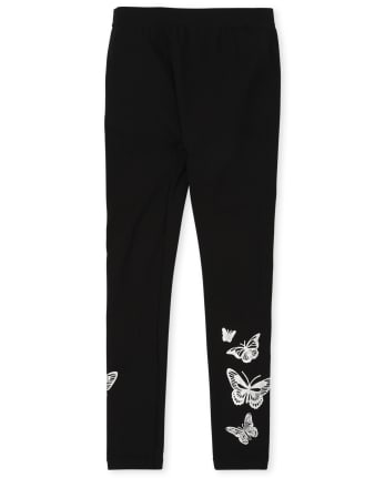 Girls Holographic Butterfly Fleece Lined Leggings