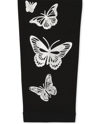 Girls Holographic Butterfly Fleece Lined Leggings